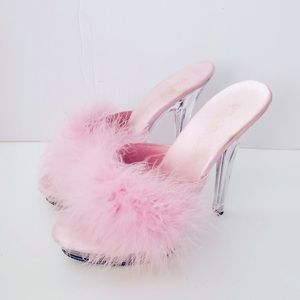 Pink Marabou Slipper // Fabulicious by Pleaser